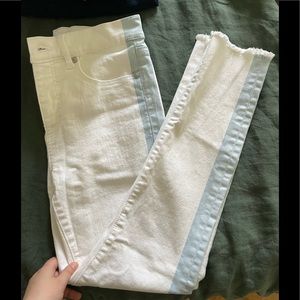 LOFT white jeans with frayed hem